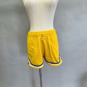 Vintage 70s‎ varsity style mesh basketball gym shorts yellow nylon Size Medium